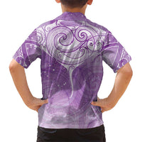 Epilepsy Awareness Maori Aotearoa Family Matching Long Sleeve Bodycon Dress and Hawaiian Shirt Manta Ray - Purple Glaze LT7 - Polynesian Pride