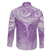 Epilepsy Awareness Maori Aotearoa Family Matching Long Sleeve Bodycon Dress and Hawaiian Shirt Manta Ray - Purple Glaze LT7 - Polynesian Pride