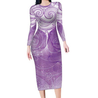 Epilepsy Awareness Maori Aotearoa Family Matching Long Sleeve Bodycon Dress and Hawaiian Shirt Manta Ray - Purple Glaze LT7 Purple - Polynesian Pride