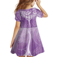Epilepsy Awareness Maori Aotearoa Family Matching Off The Shoulder Long Sleeve Dress and Hawaiian Shirt Manta Ray - Purple Glaze LT7 - Polynesian Pride