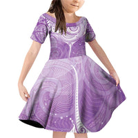 Epilepsy Awareness Maori Aotearoa Family Matching Off Shoulder Short Dress and Hawaiian Shirt Manta Ray - Purple Glaze - Polynesian Pride
