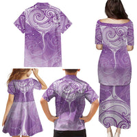 Epilepsy Awareness Maori Aotearoa Family Matching Puletasi and Hawaiian Shirt Manta Ray - Purple Glaze - Polynesian Pride