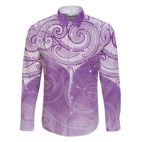 Epilepsy Awareness Maori Aotearoa Family Matching Puletasi and Hawaiian Shirt Manta Ray - Purple Glaze - Polynesian Pride