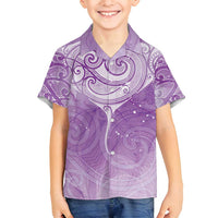 Epilepsy Awareness Maori Aotearoa Family Matching Puletasi and Hawaiian Shirt Manta Ray - Purple Glaze - Polynesian Pride