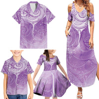 Epilepsy Awareness Maori Aotearoa Family Matching Summer Maxi Dress and Hawaiian Shirt Manta Ray - Purple Glaze - Polynesian Pride
