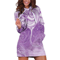 Epilepsy Awareness Maori Aotearoa Hoodie Dress Manta Ray - Purple Glaze - Polynesian Pride