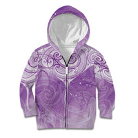 Epilepsy Awareness Maori Aotearoa Kid Hoodie Manta Ray - Purple Glaze - Polynesian Pride