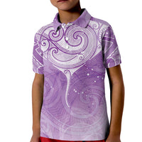 Epilepsy Awareness Maori Aotearoa Kid Polo Shirt Manta Ray - Purple Glaze - Polynesian Pride