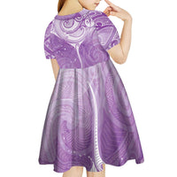 Epilepsy Awareness Maori Aotearoa Kid Short Sleeve Dress Manta Ray - Purple Glaze LT7 - Polynesian Pride