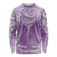 Epilepsy Awareness Maori Aotearoa Long Sleeve Shirt Manta Ray - Purple Glaze - Polynesian Pride