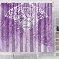 Epilepsy Awareness Maori Aotearoa Shower Curtain Manta Ray - Purple Glaze - Polynesian Pride