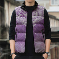 Epilepsy Awareness Maori Aotearoa Sleeveless Puffer Jacket Manta Ray - Purple Glaze - Polynesian Pride