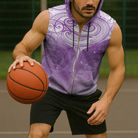 Epilepsy Awareness Maori Aotearoa Sleeveless Zip Hoodie Manta Ray - Purple Glaze LT7 - Polynesian Pride