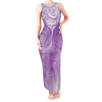 Epilepsy Awareness Maori Aotearoa Tank Maxi Dress Manta Ray - Purple Glaze - Polynesian Pride