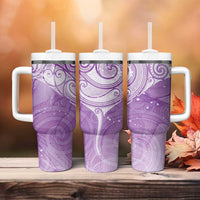 Epilepsy Awareness Maori Aotearoa Tumbler With Handle Manta Ray - Purple Glaze - Polynesian Pride