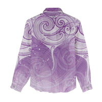 Epilepsy Awareness Maori Aotearoa Women Casual Shirt Manta Ray - Purple Glaze - Polynesian Pride