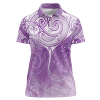 Epilepsy Awareness Maori Aotearoa Women Polo Shirt Manta Ray - Purple Glaze - Polynesian Pride