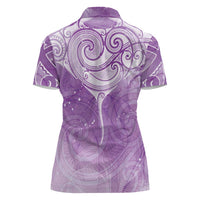 Epilepsy Awareness Maori Aotearoa Women Polo Shirt Manta Ray - Purple Glaze - Polynesian Pride