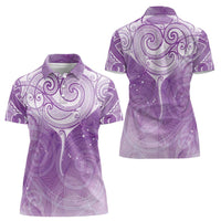 Epilepsy Awareness Maori Aotearoa Women Polo Shirt Manta Ray - Purple Glaze - Polynesian Pride