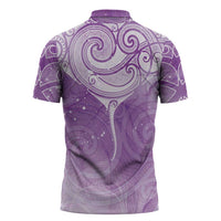 Epilepsy Awareness Maori Aotearoa Zipper Polo Shirt Manta Ray - Purple Glaze LT7 - Polynesian Pride