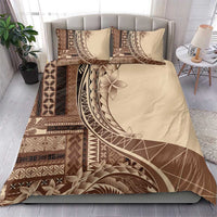 Samoa Siapo Mamanu Bedding Set Plumeria Mocha Motifs