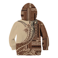 Samoa Siapo Mamanu Kid Hoodie Plumeria Mocha Motifs LT7 - Polynesian Pride