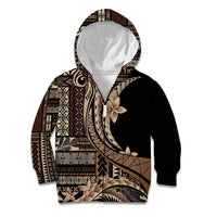 Samoa Siapo Mamanu Kid Hoodie Plumeria Black Motifs LT7 Zip Hoodie Black - Polynesian Pride