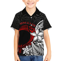 Valentine New Zealand Family Matching Short Sleeve Bodycon Dress and Hawaiian Shirt Aotearoa Couple Maori Aroha Ki a Koe LT7 Son's Shirt Black - Polynesian Pride