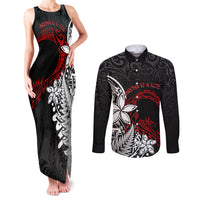 New Zealand Aotearoa Valentine Couples Matching Tank Maxi Dress and Long Sleeve Button Shirt Couple Maori Aroha Ki a Koe Ver.02 LT7 Black - Polynesian Pride