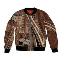 Pasifika Women's Day - Samoa Siapo Malu Tattoo Inspired Bomber Jacket Brown