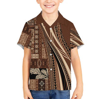 Pasifika Women's Day - Samoa Siapo Malu Tattoo Inspired Family Matching Mermaid Dress and Hawaiian Shirt Brown