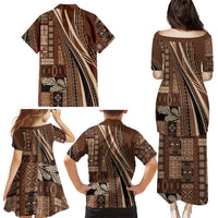 Pasifika Women's Day - Samoa Siapo Malu Tattoo Inspired Family Matching Puletasi and Hawaiian Shirt Brown