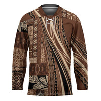 Pasifika Women's Day - Samoa Siapo Malu Tattoo Inspired Hockey Jersey Brown LT7 Unisex Brown - Polynesian Pride
