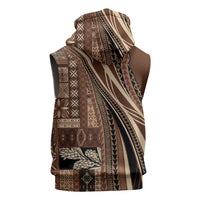 Pasifika Women's Day - Samoa Siapo Malu Tattoo Inspired Sleeveless Zip Hoodie Brown