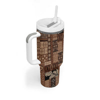 Pasifika Women's Day - Samoa Siapo Malu Tattoo Inspired Tumbler With Handle Brown