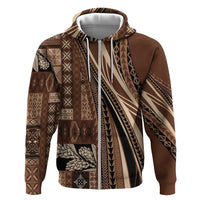 Pasifika Women's Day - Samoa Siapo Malu Tattoo Inspired Zip Hoodie Brown