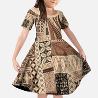 Pasifika Women's Day - Samoa Siapo Malu Tattoo Inspired Family Matching Puletasi and Hawaiian Shirt Beige