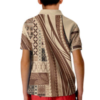 Pasifika Women's Day - Samoa Siapo Malu Tattoo Inspired Kid Polo Shirt Beige LT7 - Polynesian Pride