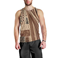 Pasifika Women's Day - Samoa Siapo Malu Tattoo Inspired Men Tank Top Beige LT7 - Polynesian Pride