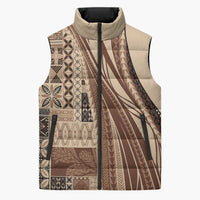 Pasifika Women's Day - Samoa Siapo Malu Tattoo Inspired Sleeveless Puffer Jacket Beige