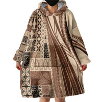 Pasifika Women's Day - Samoa Siapo Malu Tattoo Inspired Wearable Blanket Hoodie Beige