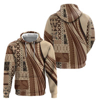 Pasifika Women's Day - Samoa Siapo Malu Tattoo Inspired Zip Hoodie Beige LT7 - Polynesian Pride