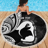 Mother's Day Beach Blanket Polynesia Vintage Hibiscus - Black