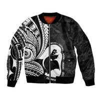 Mother's Day Bomber Jacket Polynesia Vintage Hibiscus - Black