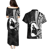 Mother's Day Couples Matching Puletasi and Hawaiian Shirt Polynesia Vintage Hibiscus - Black LT7 - Polynesian Pride