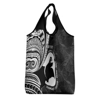 Mother's Day Grocery Bag Polynesia Vintage Hibiscus - Black