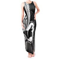 Mother's Day Tank Maxi Dress Polynesia Vintage Hibiscus - Black LT7 Women Black - Polynesian Pride