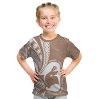 Mother's Day Kid T Shirt Polynesia Vintage Hibiscus - Brown LT7 Brown - Polynesian Pride