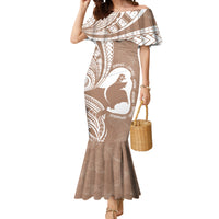 Mother's Day Mermaid Dress Polynesia Vintage Hibiscus - Brown LT7 Women Brown - Polynesian Pride