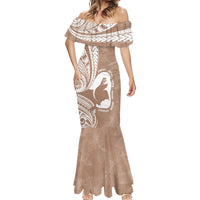 Mother's Day Mermaid Dress Polynesia Vintage Hibiscus - Brown LT7 - Polynesian Pride